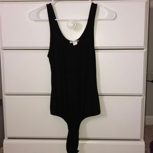 black ribbed body suit